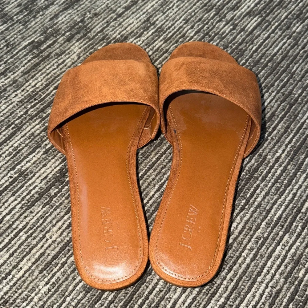 New J.Crew Microsuede Mules Size 10